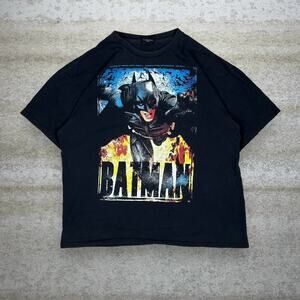 Vintage Y2K Batman Dark Knight Rises Shirt Mens L Black Licensed Short Sleeve